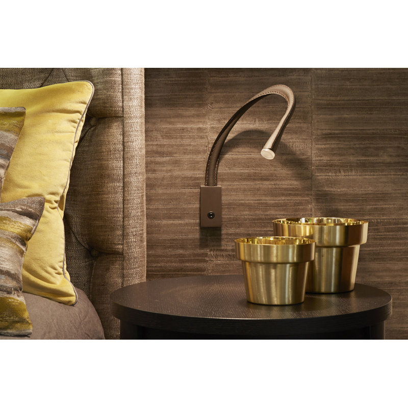 Flexiled Ap Leather 1-Light Spotlight, Satin Bronze, Ivory, 23.6" H x 4" W x 2" D