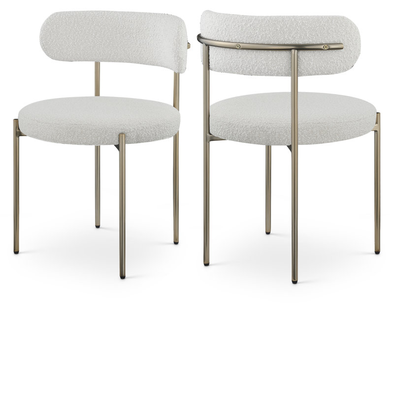 Chaise d'appoint Sherwood, Crème Boucle, Laiton brossé