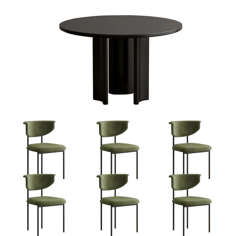 Ensemble de table de salle à manger italienne simple, Noir, Noir