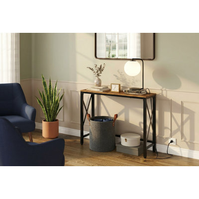 Mattson de 55 pouces avec prises et ports USB, table de canapé industrielle pour vestibule et salon