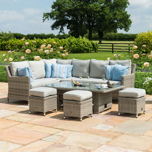 Errado Rattan Corner Dining Set - with Ice Bucket & Rising Table