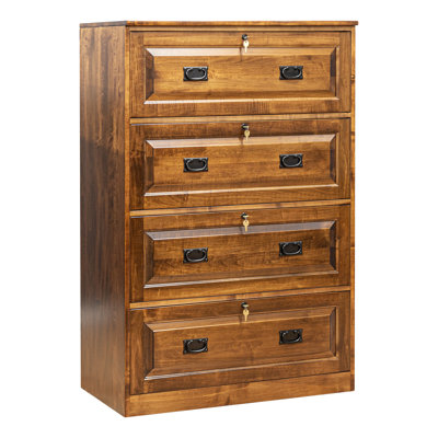 Traditional 4-drawer Brown Maple Lateral Filing Cabinet by Red Barrel Studio
