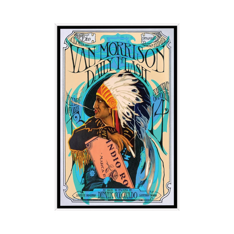 Van Morrison - Advertisements Print, 26" H x 18" W x 1.5" D, No Matte, White Framed Canvas