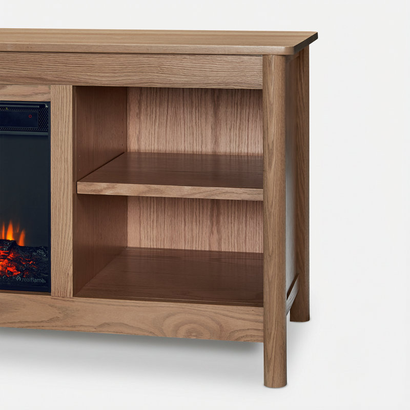 Kells 81" Electric Fireplace TV Stand, Light Oak