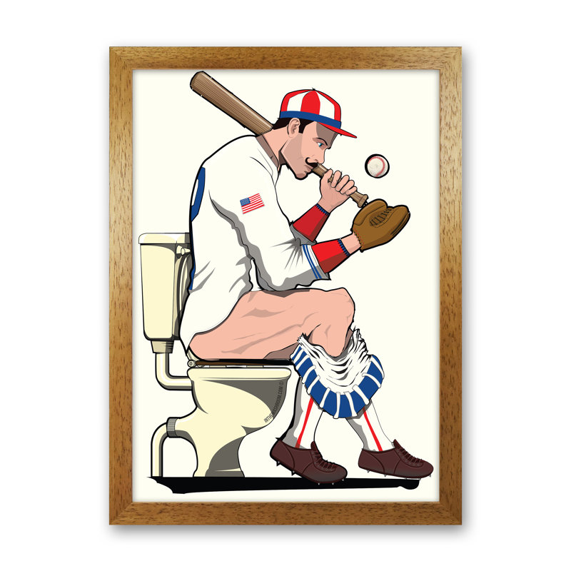 Baseball Player_Loo - Print, Oak Framed, 30cm H x 21cm W x 3cm D