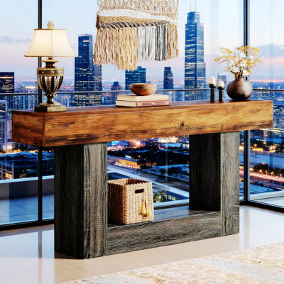 Console en bois, canapé en bois étroit, canapé rectangulaire pour la maison et le bureau