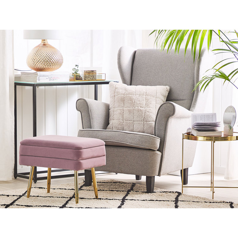 Gafford Upholstered Storage Bench, Pink, H43 x W49 x D34 cm