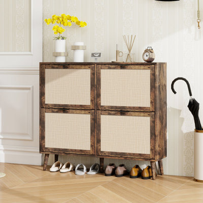 Range-chaussures 4 portes, armoire de rangement pour chaussures moderne autoportante, pour vestibule