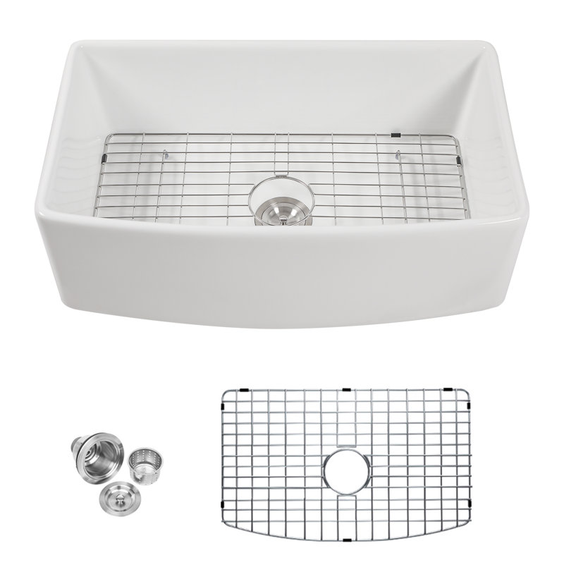 30‘’ L x 19" W Farmhouse Kitchen Sink White Ceramic Kitchen Sink Apron Front Single Bowl Sink