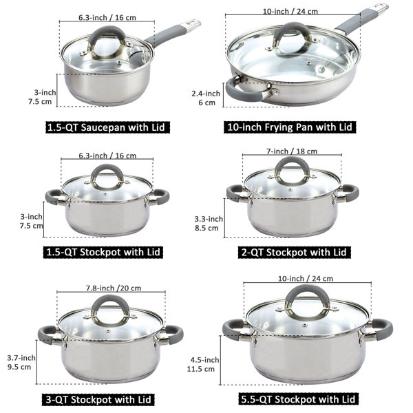 5 pc Cookware Set Non Stick Marble Coated Stockpot Casserole Cooking Pot &  Lid