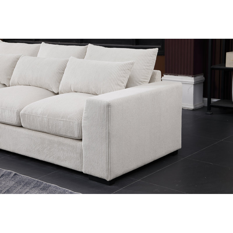 Canapé modulaire rembourré 123,24 po Nyerere, Velours côtelé beige