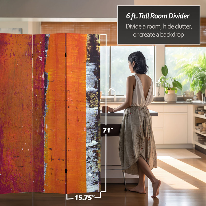 Cloison 3 panneaux Brooke, Red/Orange/Gray