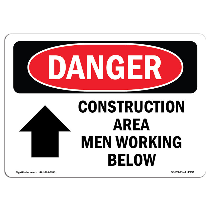 Danger Sign, 12" H x 18" W x 0.1" D
