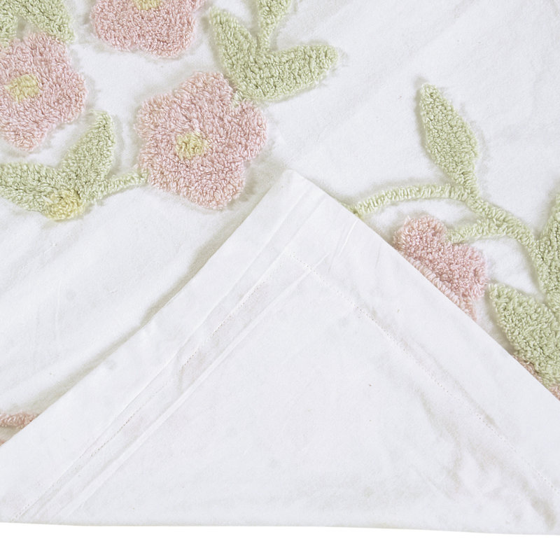 Rose Floral Cotton Standard Sham with Tufted Design