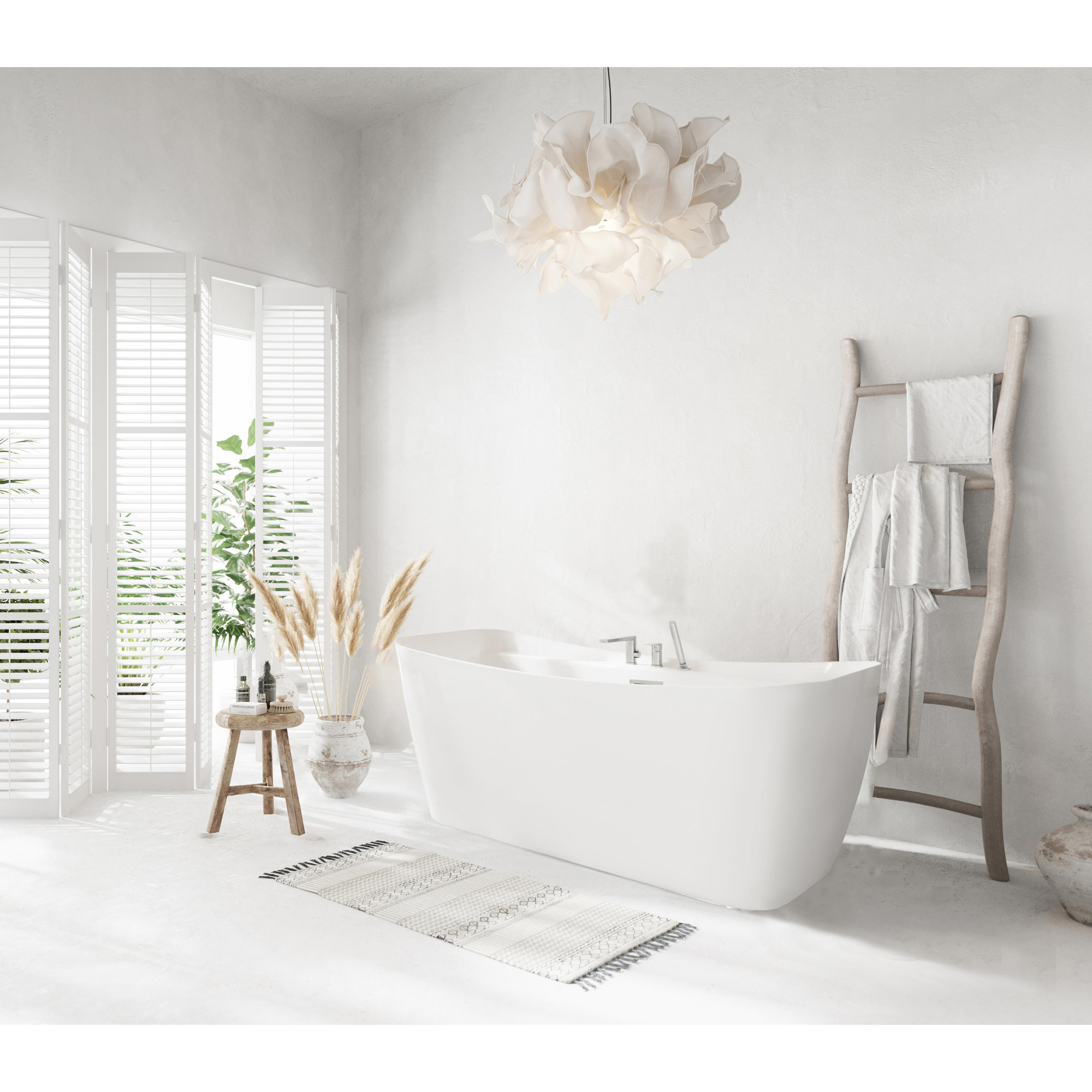 Dezra 59'' Soaking Bathtub, Brushed Nickel