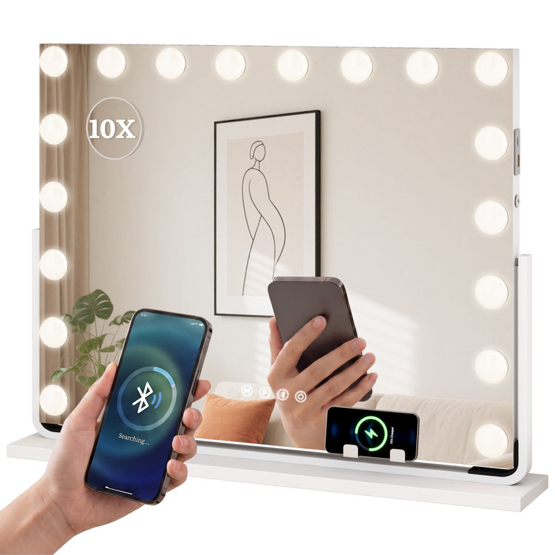 Denas Rectangle Mirror with Hooks, 64.5cm H x 83cm W
