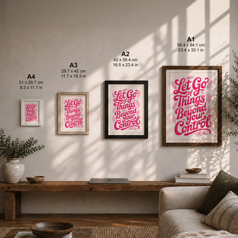 Let Go of Things Typography - Framed Print, A2 - 59.4 x 42.0 cm, Unframed