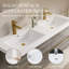 Meuble-lavabo de salle de bain à double cuve flottant gris cendré 60 po, spécifications de comptoir en résine de pierre, structure de tiroir à fermeture en douceur, base pré-assemblée pour une utilisation efficace, conception de volume de rangement en U, bois