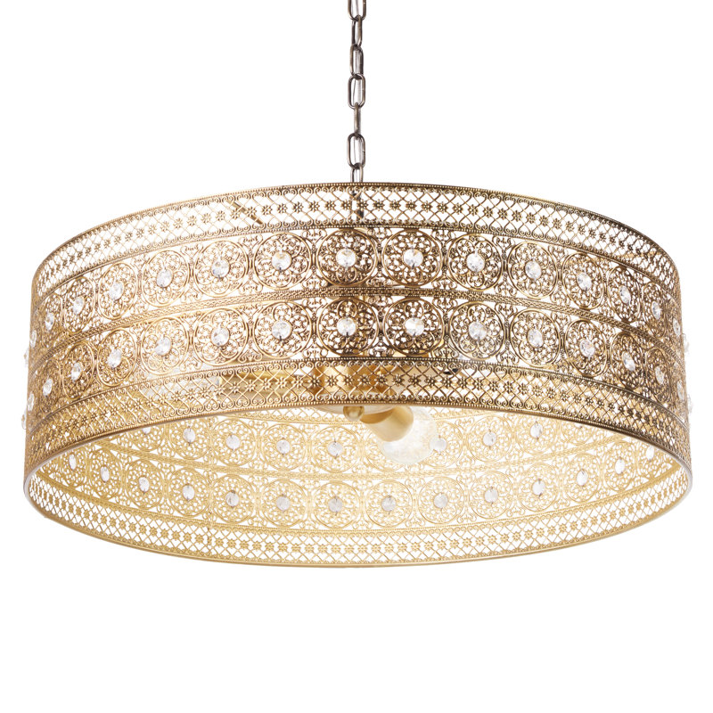 Lustre 3 lumières en laiton et cristal Aubriee