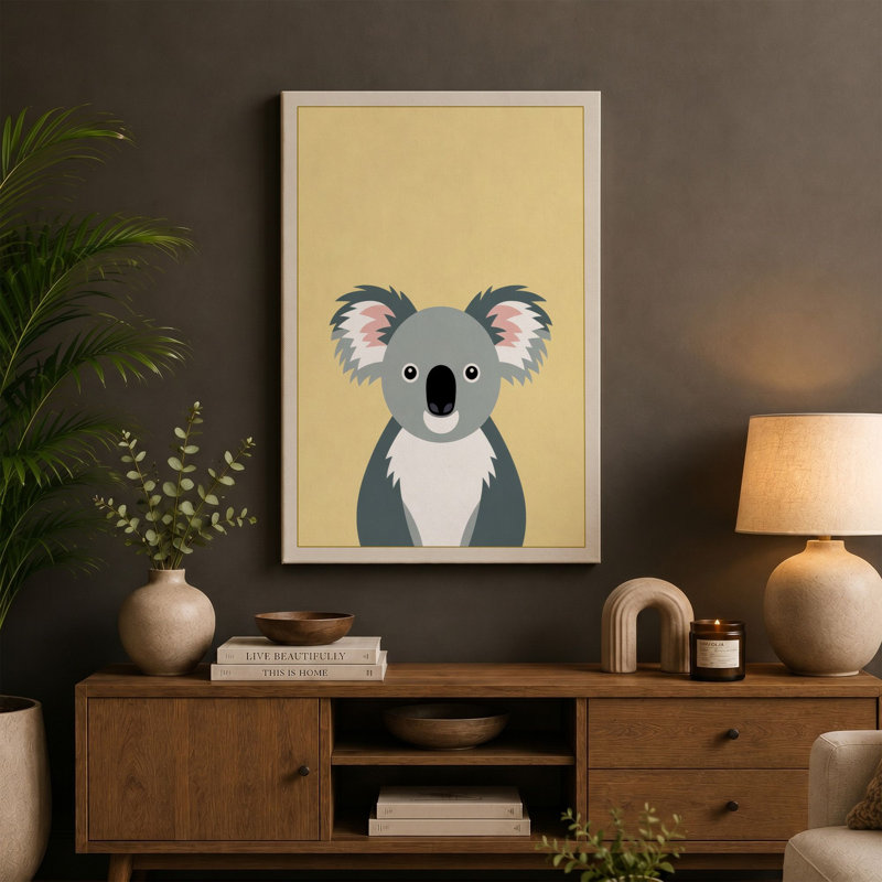 Gentle Koala Modern - Wrapped Canvas, 36x24 - 91.4 x 61.0 cm, Black Border