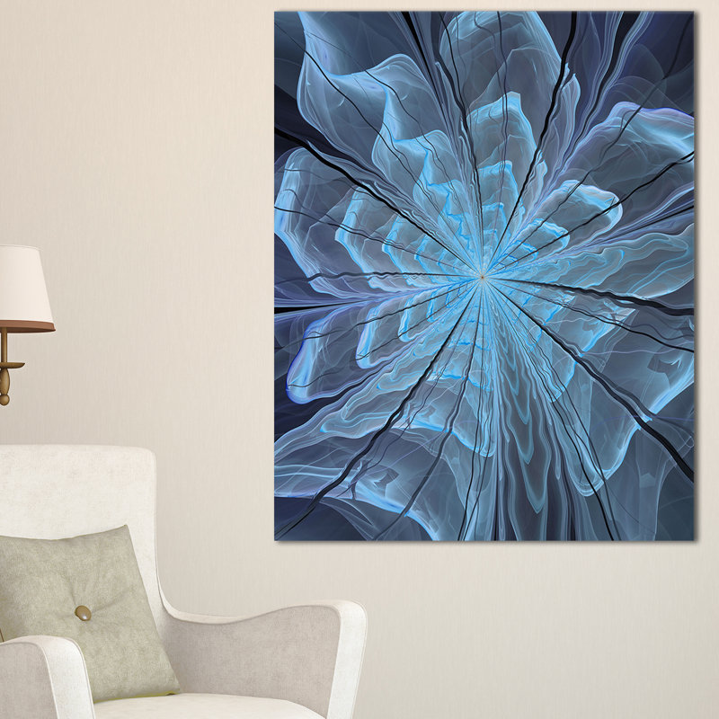 Impression sur toile tendue, fleur à motif bleu doux avec des pétales larges, H 40 po x l 30 po x P 1 po
