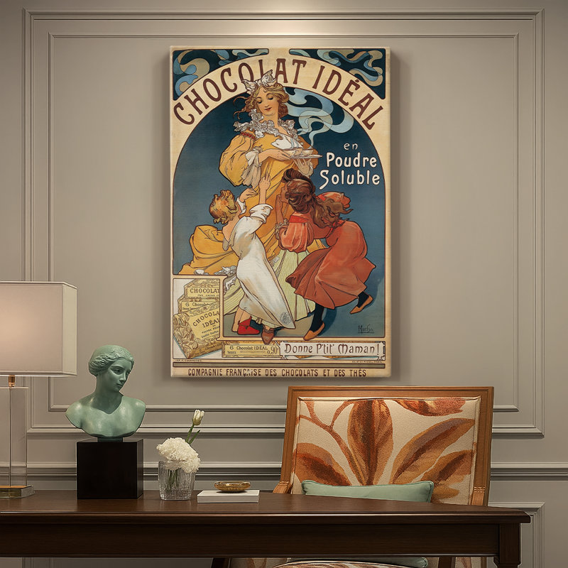 Chocolat Idéal - Toile tendue avec châssis par Alphonse Mucha, 18 x 27