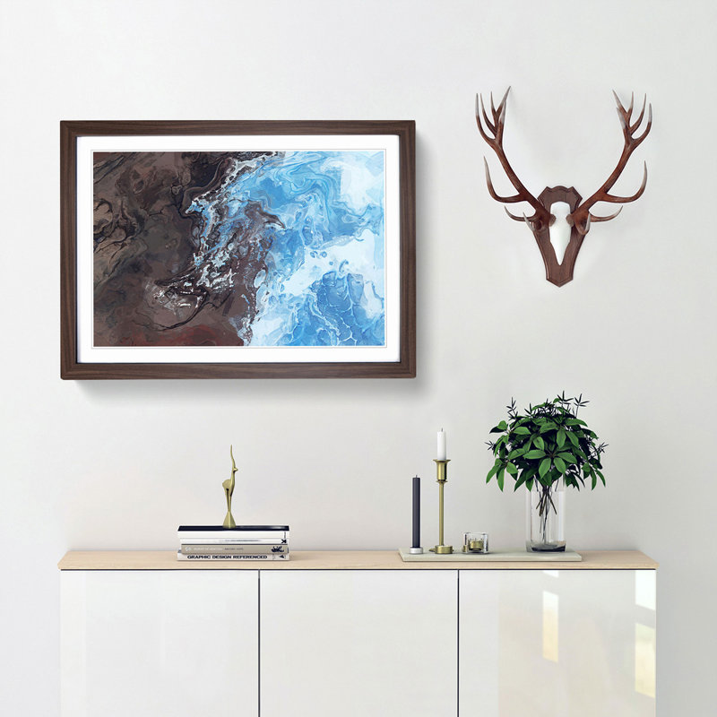 Merging Dreams in Abstract - Picture Frame Painting Print, Walnut Framed, 27cm H x 36cm W x 2cm D
