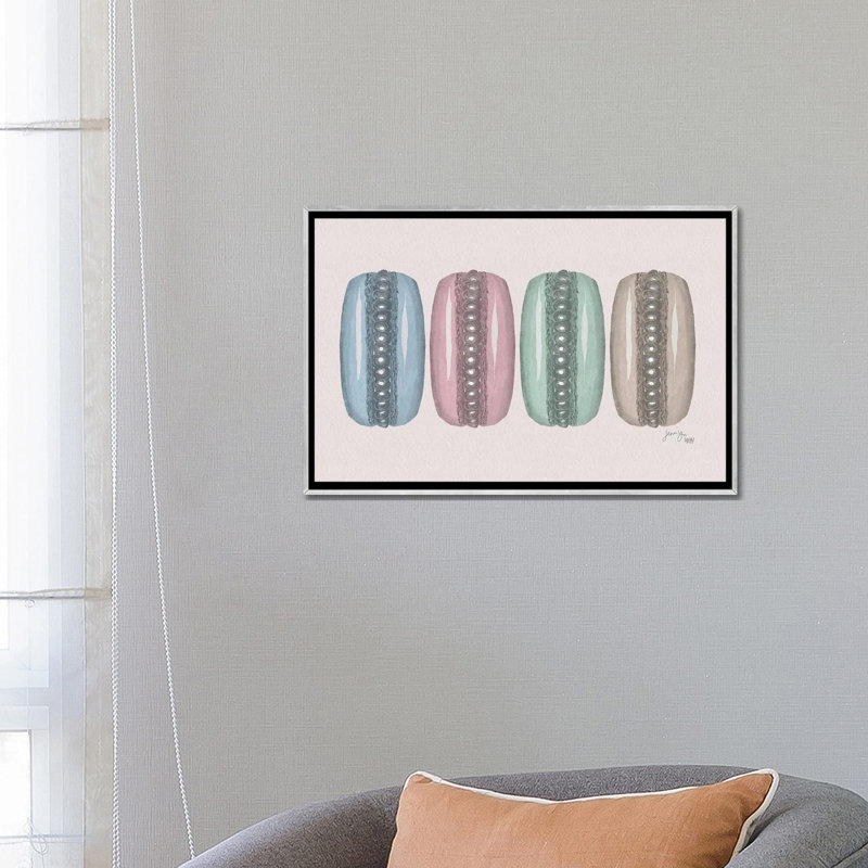 Macaron Party - reproduction d'art murale - toile encadrée, 26 po x 18 po, Toile avec cadre, Argent