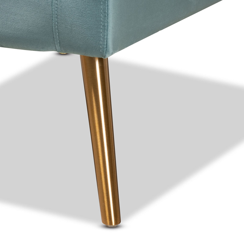 Elysian Light Blue Velvet and Gold Wood Accent Chair