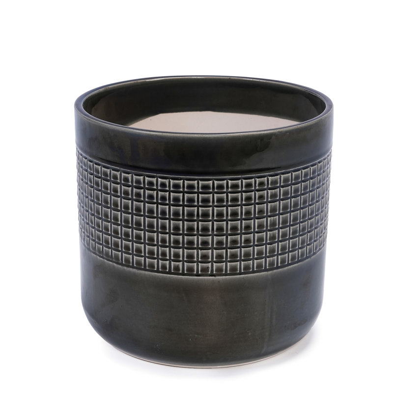 3 Pieces Frost - Proof Glossy Black Ceramic Planter For All Year Use In Patio, Garden Or Indoor Settings, 9.91" L X W 9.28" H, Functional Design High Grade Flowerpot With Built Drainage And Living