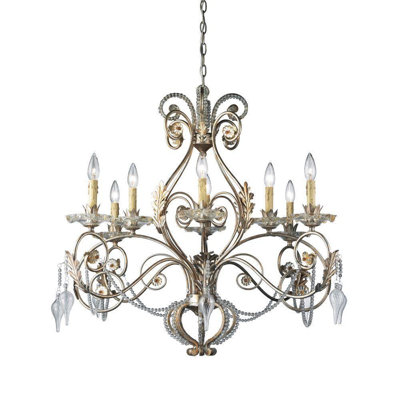 Un luminaire de 88 1/2 po à 8 lumières Allium Way® Allure Lustre suspendu argent et or