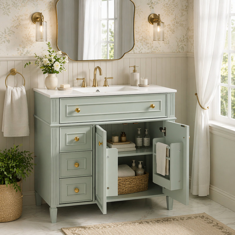 Meuble-lavabo 36 po avec lavabo, Green