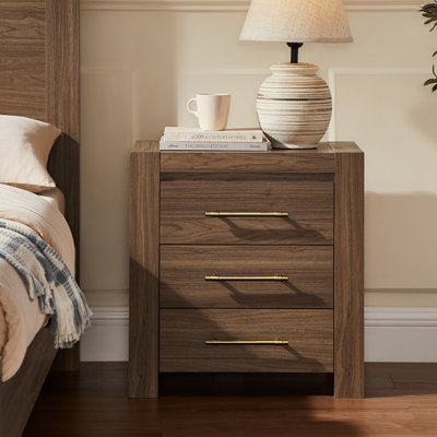 24''H Nightstand With 3 Drawer Storage
