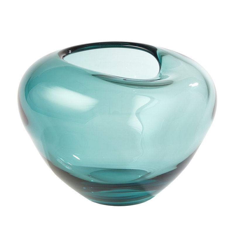 Vase ondulé-Azur-Sm, H 6 po x l 9 po x P 9 po