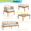 Ensemble de patio 4 pièces en bois d'acacia avec tissage en corde - canapé d'extérieur, chaise et table, coussins imperméables, par Christopher Knight Home®