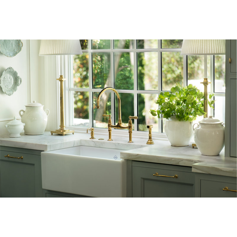 Shaws 30" L x 18" W Farmhouse Kitchen Sink, Patina Blue/Silver