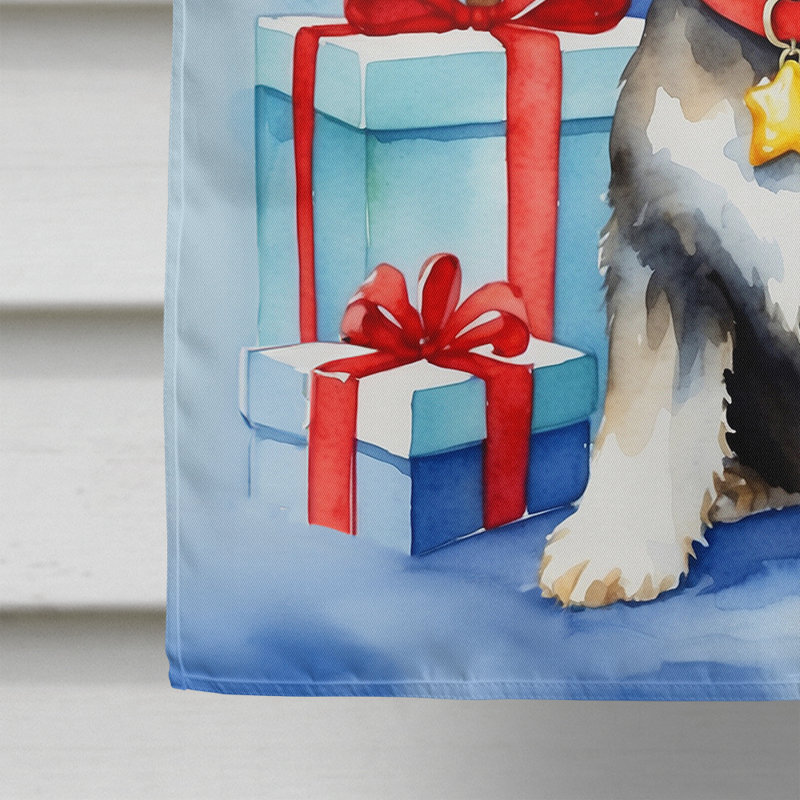 Drapeau de Noël maison de renne, Schnauzer brun / rouge