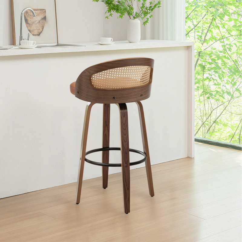 Swivel Upholstered Counter Stool, Orange, 76.2cm