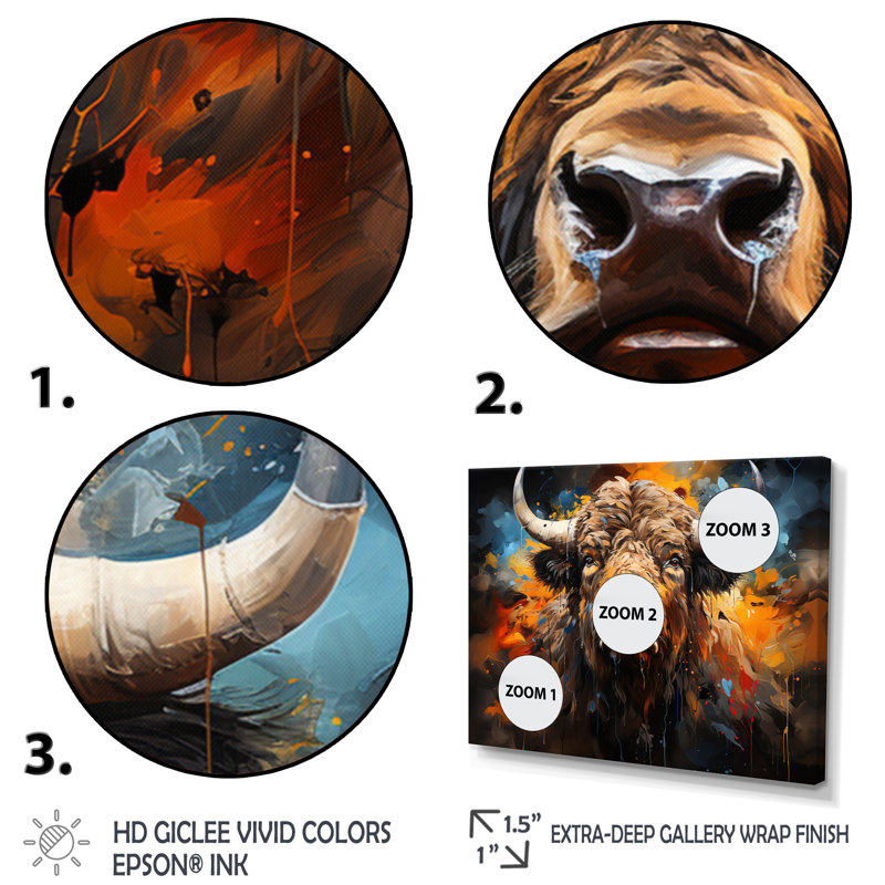 Buffalo Majestic Bison Collage - Bison Wall Art, H 34 po x l 44 po x P 1,5 po