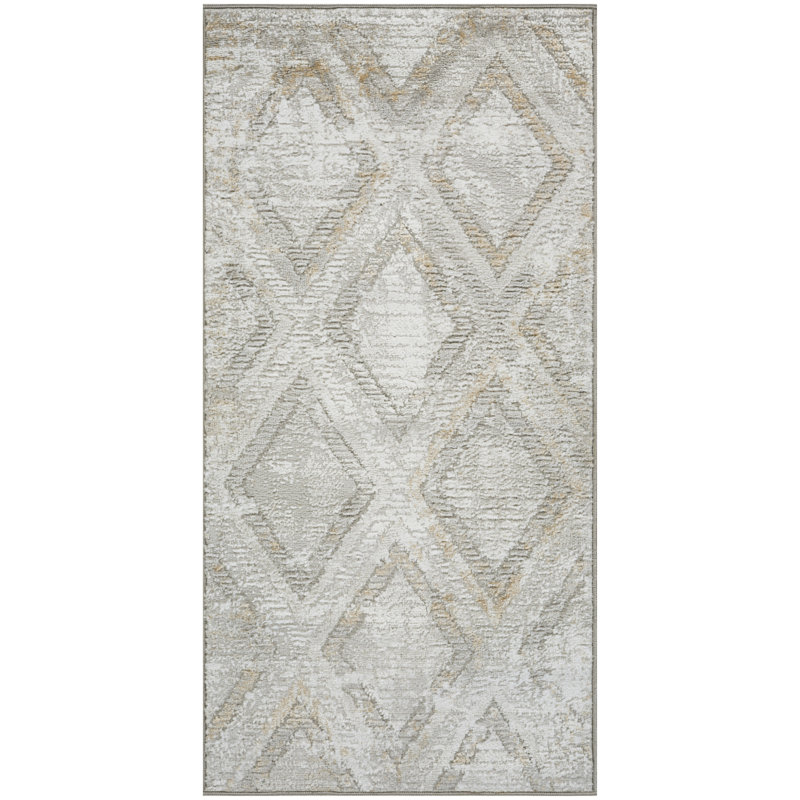 Lafever 2' x 4' Grey Modern Indoor Rug, Runner 2' x 4'