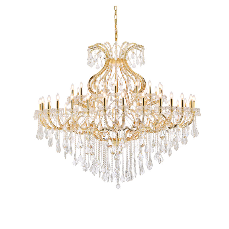 Lustre empire de style bougie 49 lumières Stockard, Or / cristal (transparent) / coupe royale