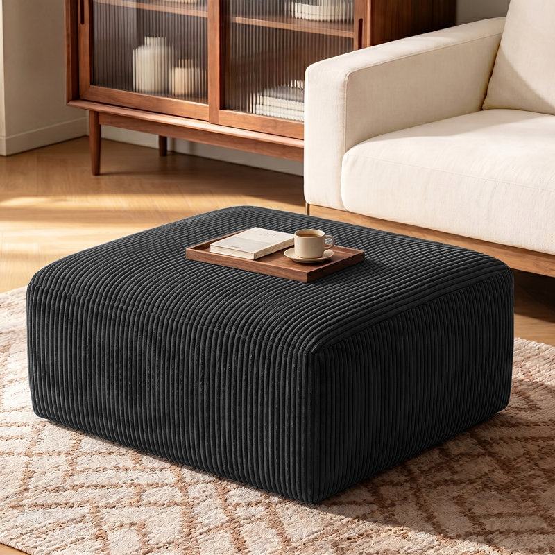 Repose-pieds en velours côtelé à compression 39,7 po, Black