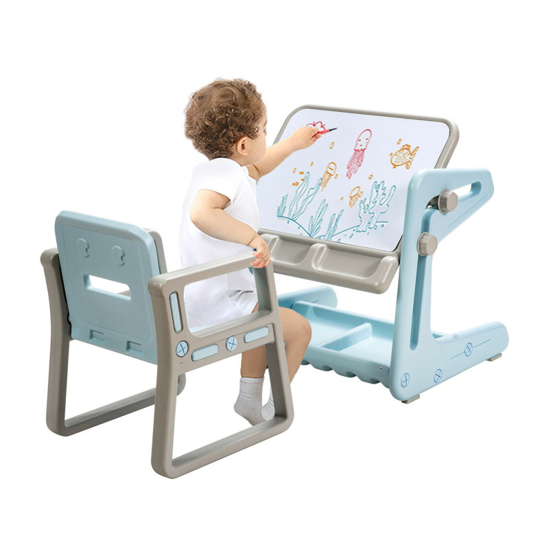Greenbury Kids Rectangular Play Or Activity Table and Chair Set, Blue/Grey