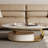 51.2-Inch Oval Faux Marble Coffee Table with Drawers