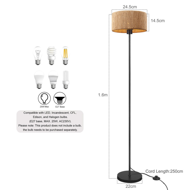 Byata 160cm Matte Traditional Floor Lamp