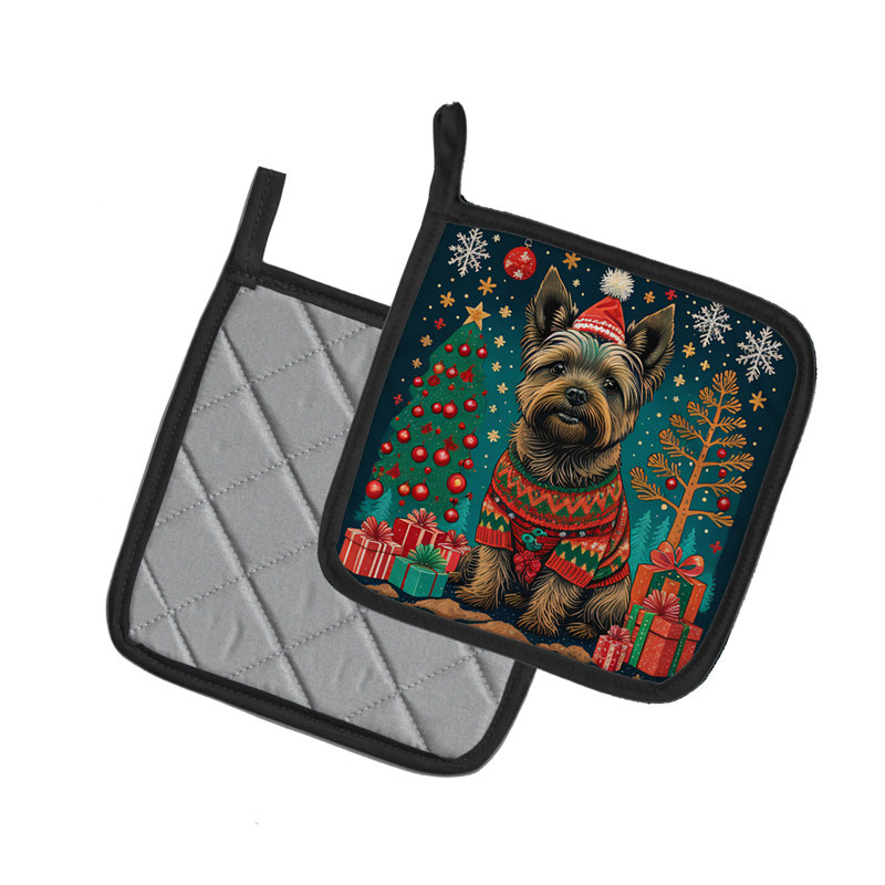 Paire de poignées Cairn Terrier Christmas