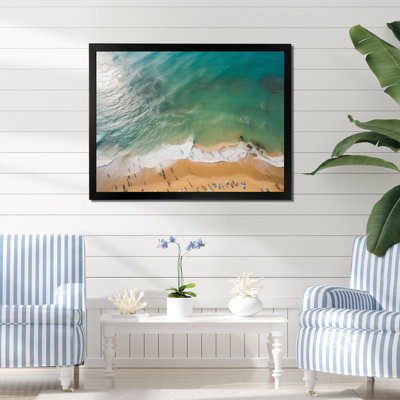 Vue aérienne des vagues côtières vertes I - plage et océan, art mural