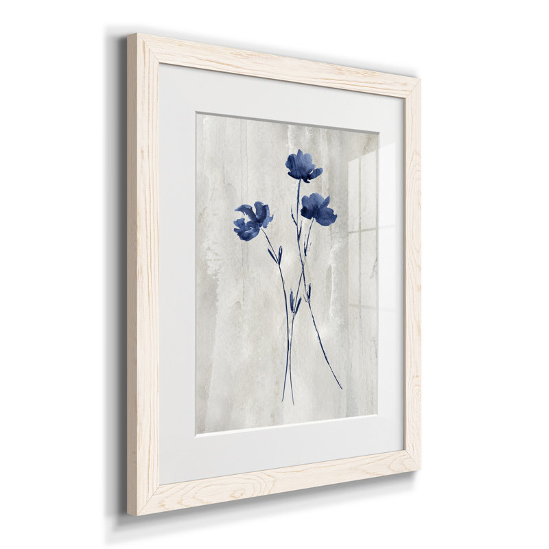 Indigo botanique III - impression, H 20 po x l 17 po x P 1,5 po, Blanc
