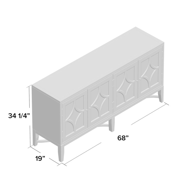Gray Mirrored Wood Transitional Sideboard with Storage