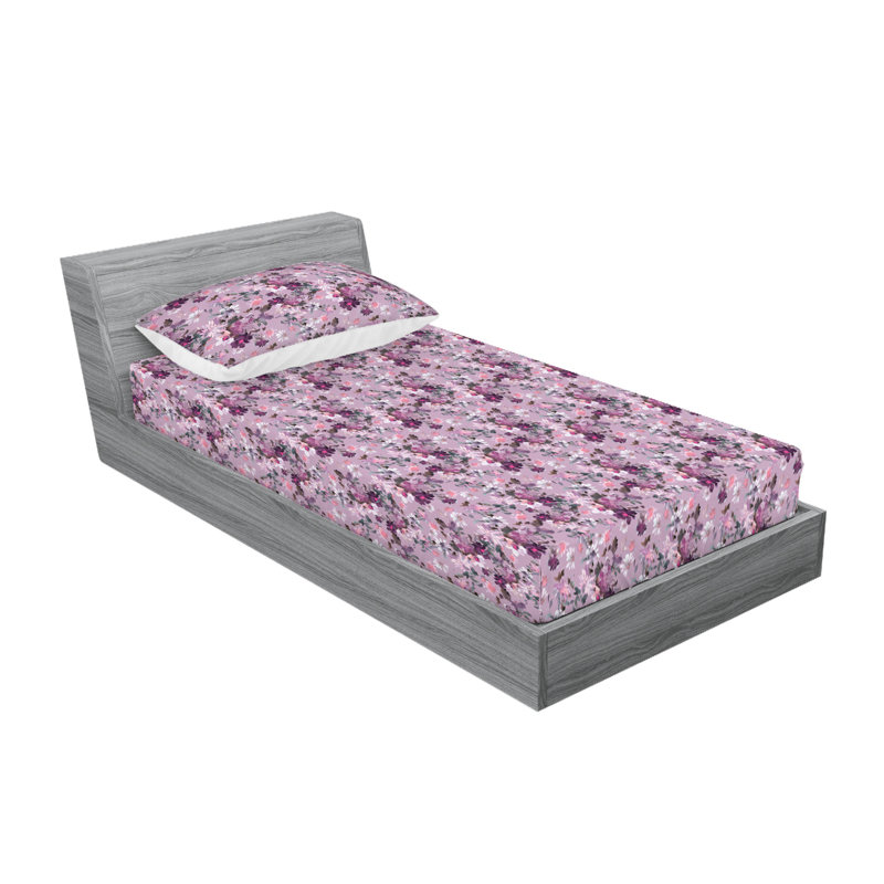 Drap-housse et taies décoratives 3 pièces Ambesonne, Fuchsia pâle, bleu doux / floral